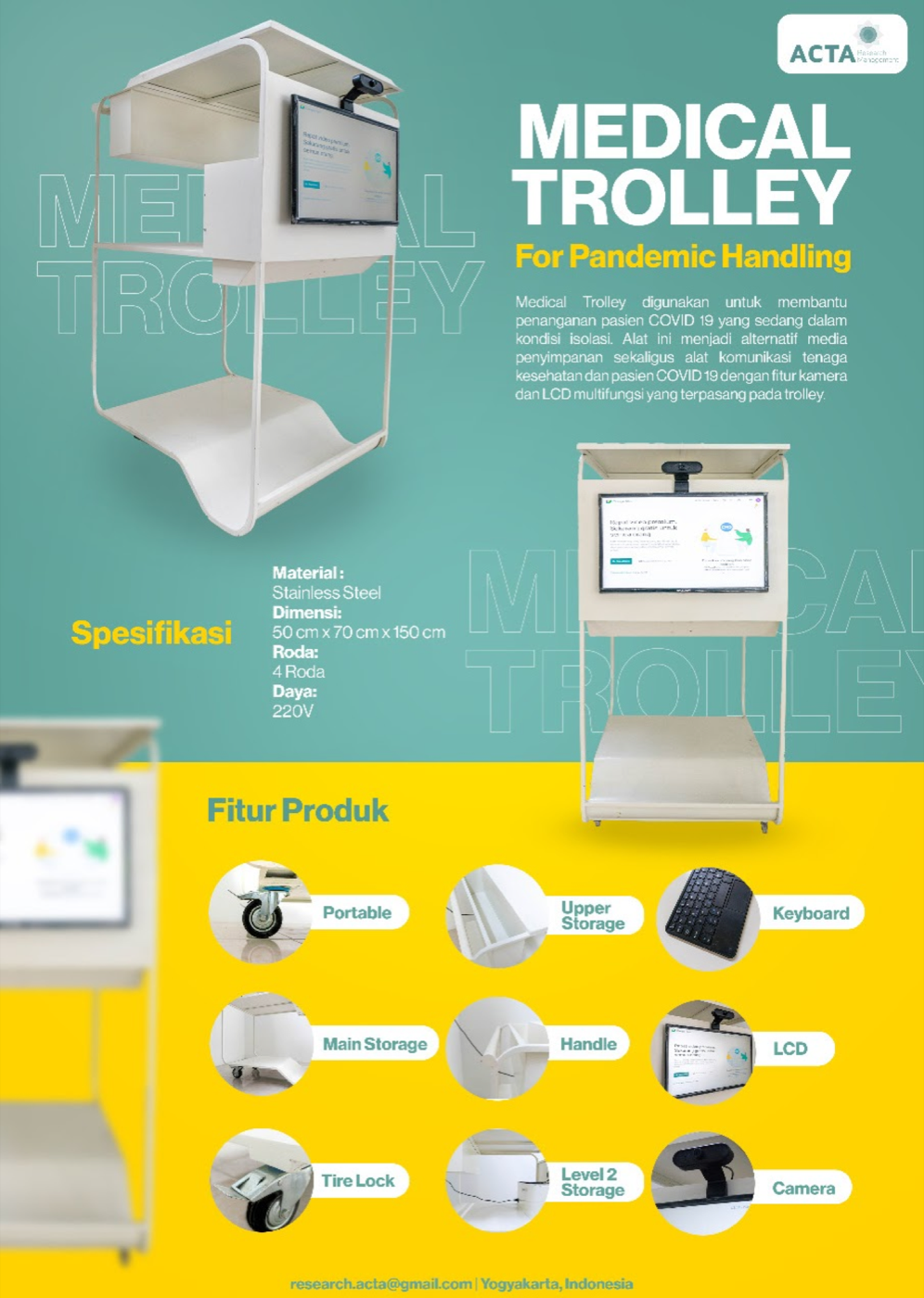 Medical Trolley untuk penanganan pandemi